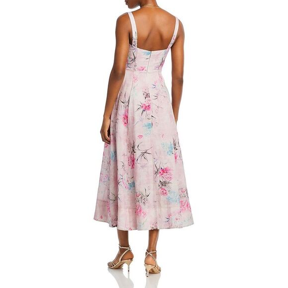 Bardot Womens Pink Corset Top Floral Print Midi Dress NWT - Picture 2 of 2